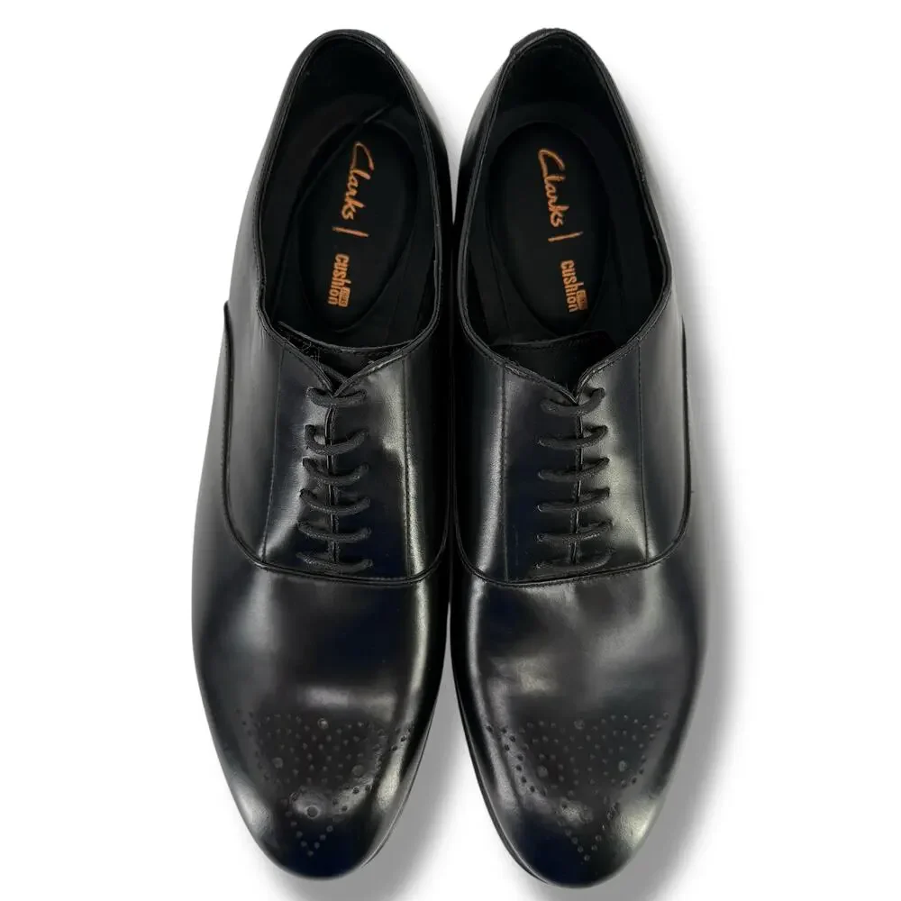 Clarks Ellis Vincent Formal Dress Shoes Mens Size 12 Black Leather Lace Up